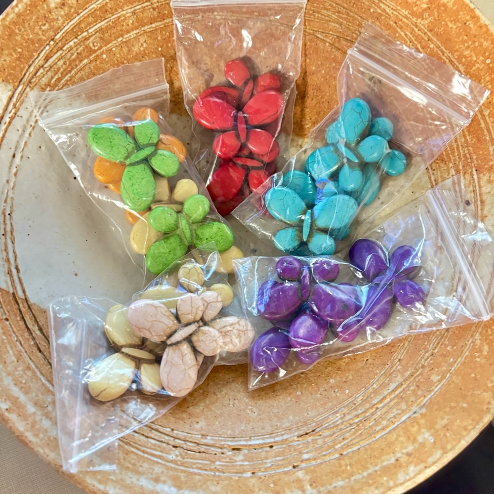 Multi-Color Howlite Stone Butterfly Beads.